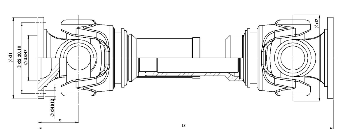 Krátké kardanové hřídele od 28 do 55 kNm s vyrovnáním délky